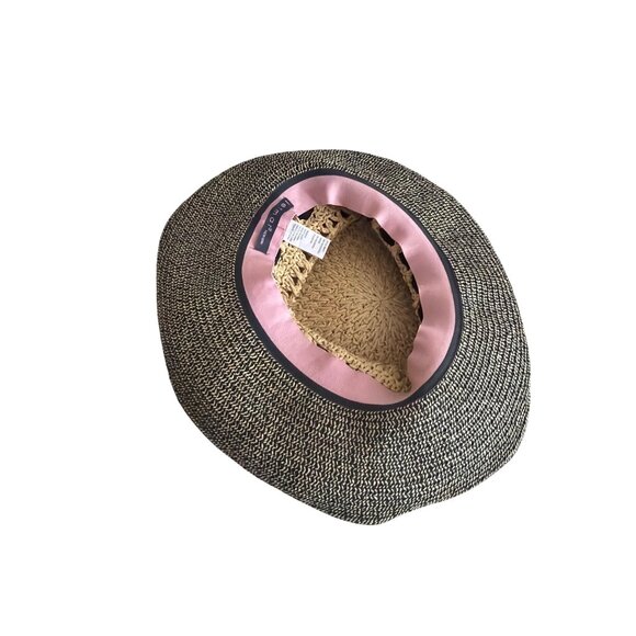 Betmar New York Womens Two-Tone Straw Sun Hat With Black Bow Accent - Picture 4 of 5